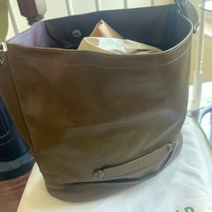 LONGCHAMP 3D Leather Shoulder Hobo in Khaki
